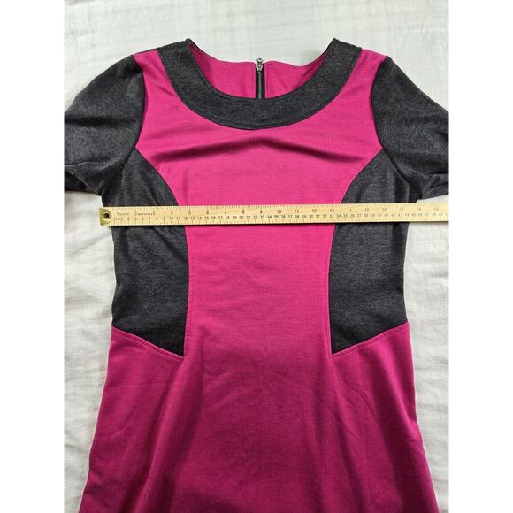 Uncle Frank Sheath Dress Color Block Jersey Ponte Knit 3/4 sleeves Pink Gray S - Picture 6 of 9